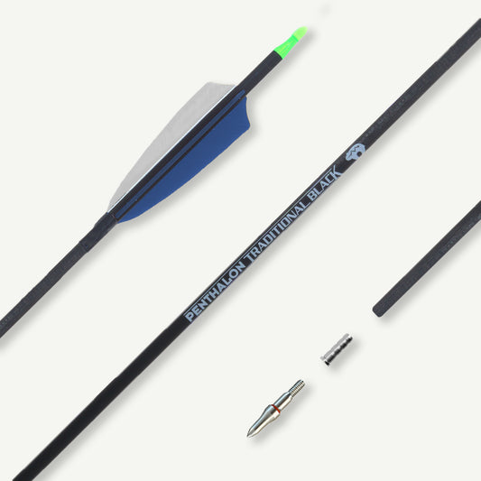 Penthalon Carbon Arrows Traditional Black Natural Feathers