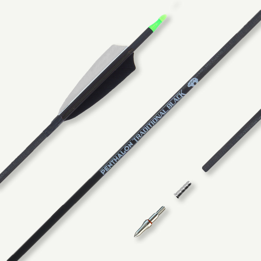 Penthalon Carbon Arrows Traditional Black Natural Feathers