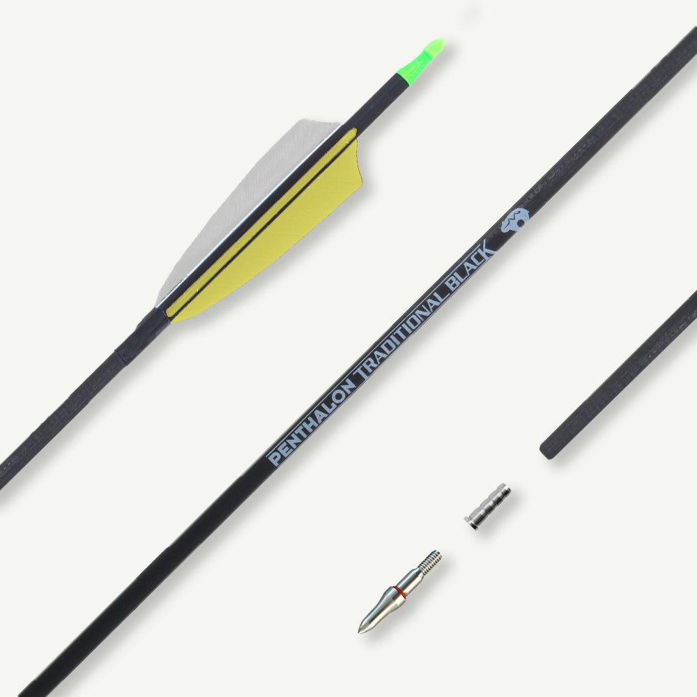 Penthalon Carbon Arrows Traditional Black Natural Feathers