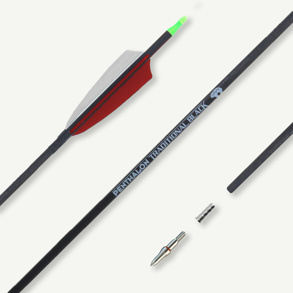 Penthalon Carbon Arrows Traditional Black Natural Feathers