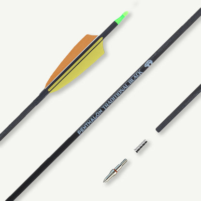 Penthalon Carbon Arrows Traditional Black Natural Feathers