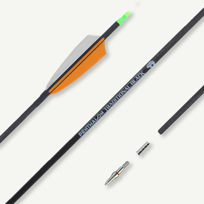 Penthalon Carbon Arrows Traditional Black Natural Feathers