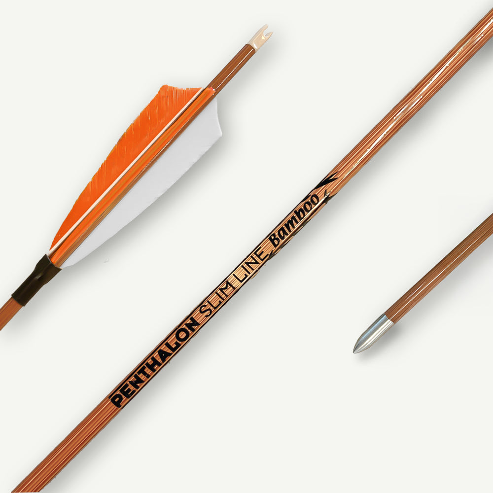 Penthalon Carbon Arrows Slim Line Bamboo Natural Feathers