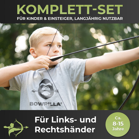 BOWRILLA Children's Sports Bow Set with 6 Carbon Hybrid Arrows and 3 Targets