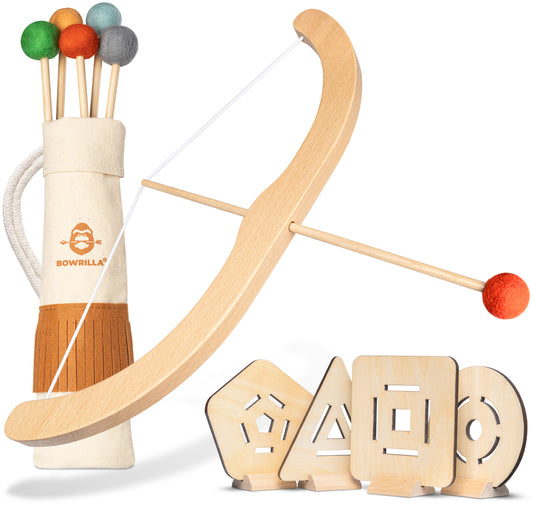 BOWRILLA Wooden Bow and Arrow Toy