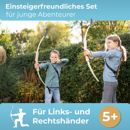 BOWRILLA Children's Sports Bow Set Takedown Kids' Bow – Fiberglass & Wood, with Suction Cup Arrows, Quiver & Targetwith 6 Carbon Hybrid Arrows and 3 Targets