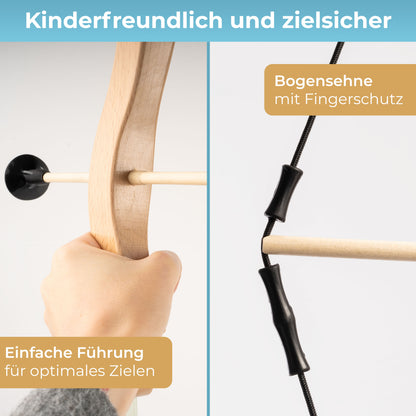 BOWRILLA Children's Sports Bow Set Takedown Kids' Bow – Fiberglass & Wood, with Suction Cup Arrows, Quiver & Targetwith 6 Carbon Hybrid Arrows and 3 Targets