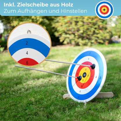 BOWRILLA Children's Sports Bow Set Takedown Kids' Bow – Fiberglass & Wood, with Suction Cup Arrows, Quiver & Targetwith 6 Carbon Hybrid Arrows and 3 Targets