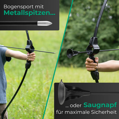 BOWRILLA Sports Bow for Children Aged 6 and Up with Aiming Guide, Including 6 Carbon Hybrid Arrows and 3 Targets