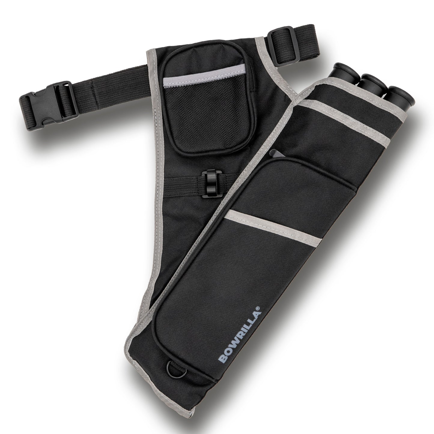 BOWRILLA Quiver with Adjustable Strap, 3 Tubes and Side Pockets