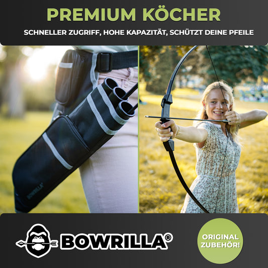 BOWRILLA Quiver with Adjustable Strap, 3 Tubes and Side Pockets